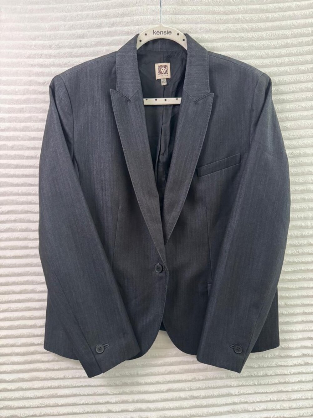 Anne Klein Women’s Blazer Size 16 Charcoal Gray Stretch One Button Lined